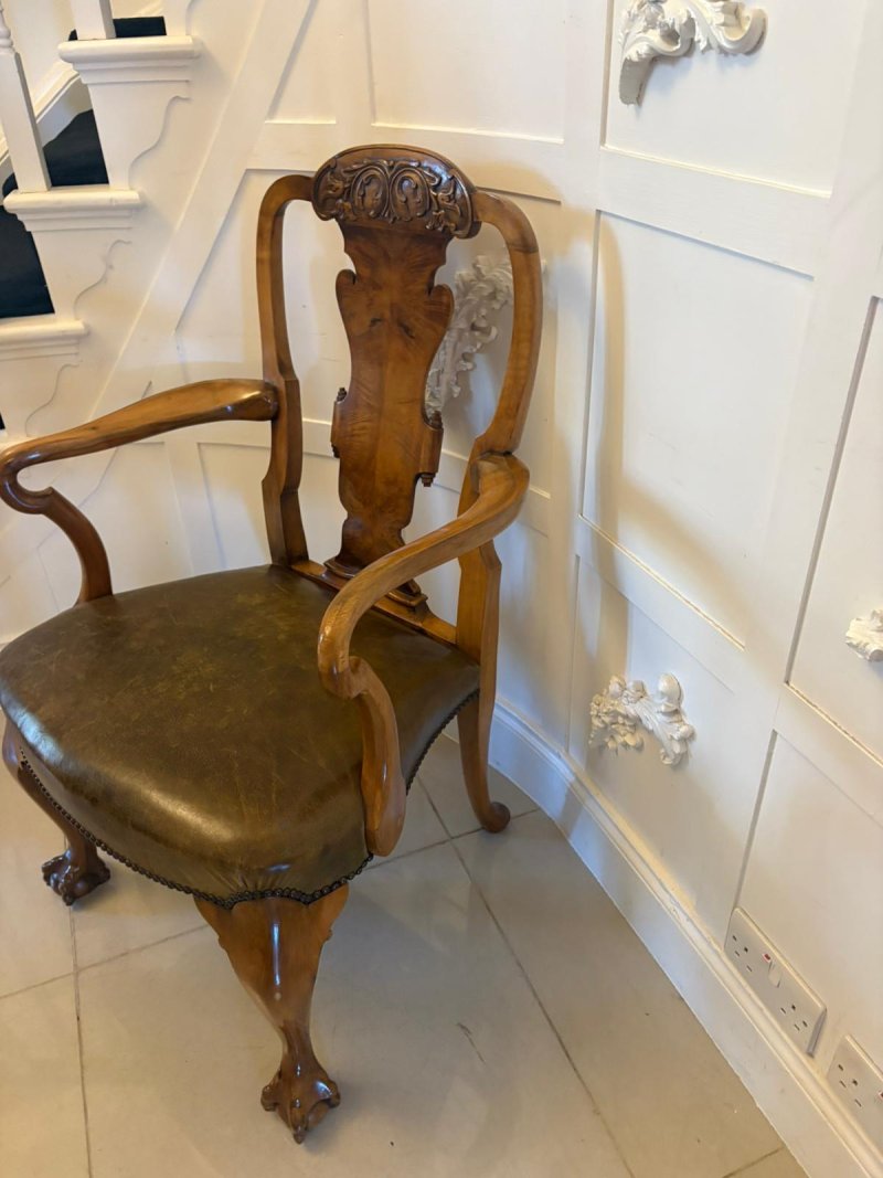 Outstanding Quality Set of 6 Antique Victorian Carved Walnut Dining Chairs - Image 4